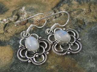 pretty shiny moonstone *** Earrings Silver   1.5 in  @   