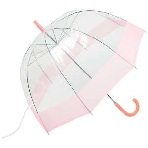  By All Weather&trade 42 Clear and Pink Dome Umbrella 