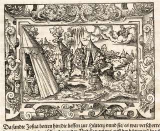 1561 LORD SPEAKS TO JOSHUA VIRGIL SOLIS woodcut leaf in Frankfurt by 