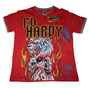  Ed Hardy By Christian Audigier Kid T shirt Size Small Red 