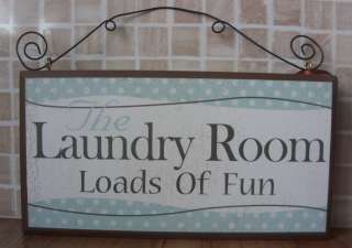 Shabby Rustic Wooden Chic Distressed Plaque Laundry Room Loads of Fun 