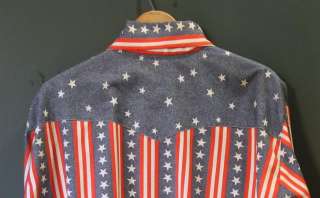 Vtg 60s 70s American Flag Shirt / Stars and Stripes Cowboy Hippie 