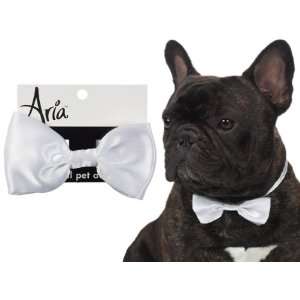  Aria Formal Wear White Satin Wedding Dog Bowties One Size 