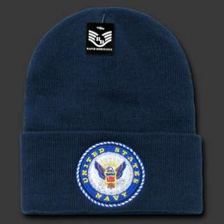 Blue United States US Navy Cuff Beanie Military Knit Skull Beanies 