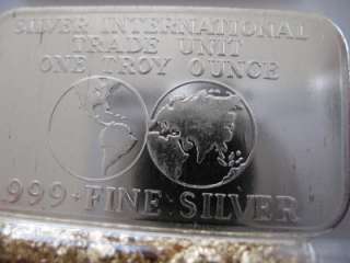   INTERNATIONAL TRADE UNIT BULLION BARTER ART BAR PURE SILVER .999+GOLD