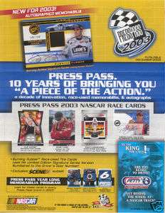 2003 Press Pass Racing Sealed Hobby Box   28 Pks  