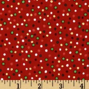  44 Wide Holiday Hoot & Loot Dots Red Fabric By The Yard 