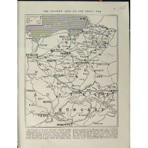  1915 WORLD WAR MAP EUROPE BUDAPEST BERLIN KONIGSBERG