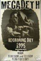 MEGADETH Reckoning Day tour promo poster, 1995, Korn  