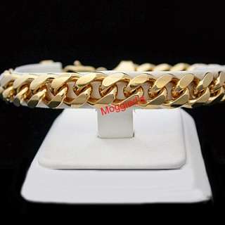 New 9 GOLD GL 11mm ROUNDED CURB Link 44g Bracelet  