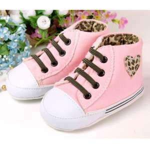 new baby girl pink leopard tennis shoes 3M 6M 9M  