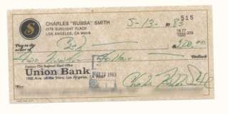 Bubba Smith Hand Signed Autographed Bank Check  