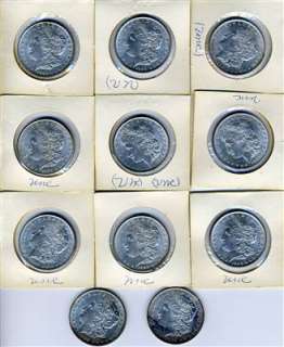 Group of 36 Morgan dollars all have a grade of about uncirculated.