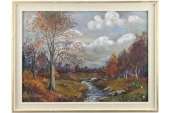 English Impressionist Autumn Landscape Oil Painting  