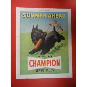  Champion Spark Plugs,1950 Print Ad (Scottie Dog Running 