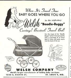 1952 WELSH Boodle Buggy BABY CARRIAGE AD~vintage 50s  