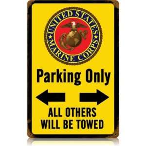  Marine Parking Yellow Allied Military Vintage Metal Sign 