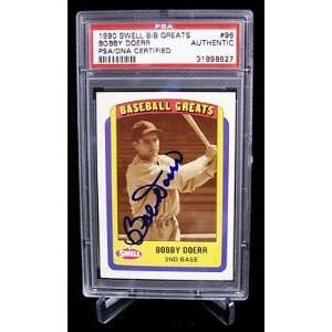  Bobby Doerr 1990 Swell Baseball Greats # 96 Autographed 