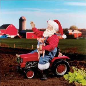  Santa on Red Tractor with Pig