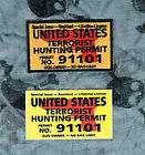 Funny Terrorist Hunting US Permit License Patch Sticker Decal Lot 