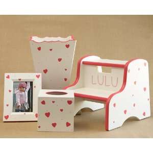   , waste basket, tissue box and step stool   hearts