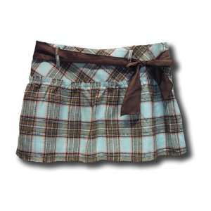 Steve & Barrys Brown, Blue and Orange Skirt with a Brown Ribbon Belt 