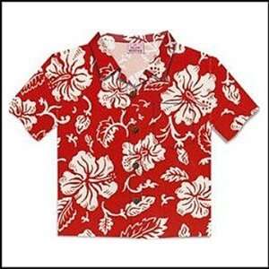 Hawaiian Greeting Card/Note Card   Aloha Shirt   Red & White Hibiscus 