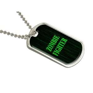  Zombie Fighter   Military Dog Tag Luggage Keychain 