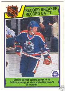 Wayne Gretzky OPC card#212 Oilers Center Record Breaker  