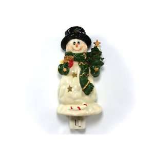     Classic Snowman with Christmas Tree, Black Hat