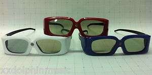   Red White & Blue 3D DLP Link Active Shutter Glasses for 3D Ready & DLP