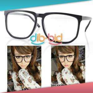 Large Square Clear Lens Black Frame Wayfarer Nerd Glasses 03  