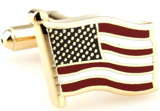 American United States US USA Flag CUFFLINKS Waving Cuff Links NEW BOX 