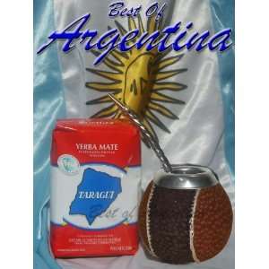  ARGENTINA MATE KIT 100% leather + Yerba Mate Herb Tea 