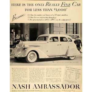  1936 Ad Nash Ambassador Sedan Automobile Motor Cars 