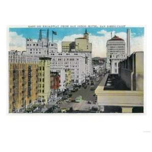 East on Broadway from San Diego Hotel   San Diego, CA Giclee Poster 