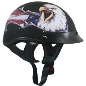  Outlaw Flat Black with American Eagle Half Helmet   XS 