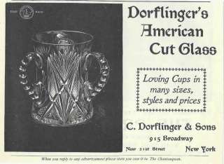 1897 Ad, DORFLINGERS AMERICAN CUT GLASS. Loving Cup  