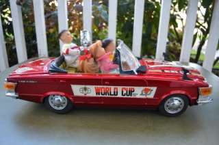 JR~RARE WORLD CUP NEWS CAR~TIN TOY BATTERY OPERATED~WORKING CONDITION 