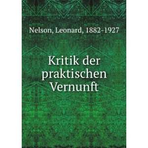   der praktischen Vernunft Leonard, 1882 1927 Nelson  Books