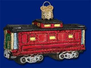 CABOOSE OLD WORLD CHRISTMAS GLASS TRAIN ORNAMENT 46032  