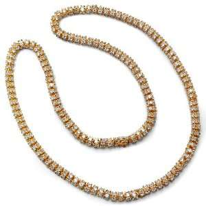 18K Yellow Gold Plated Four Row Circular Clear CZ Cubic Zirconia Mens 
