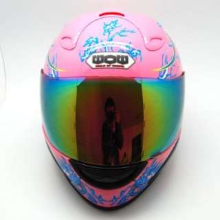 NEW Motorcycle Adult Full Face Helmet Blue Dragon Pink Size S M L XL 