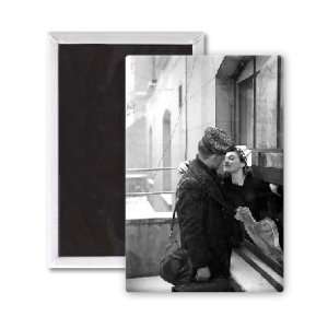 Sailor kissing a Girl goodbye as he leaves   3x2 inch Fridge Magnet 