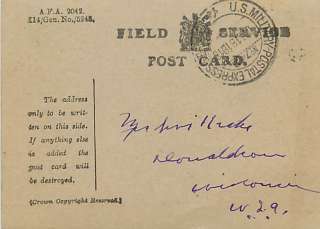1918 AEF Field Service Postcard  