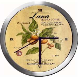  LAND 14 Inch Coffee Metal Clock Quartz Movement Kitchen 