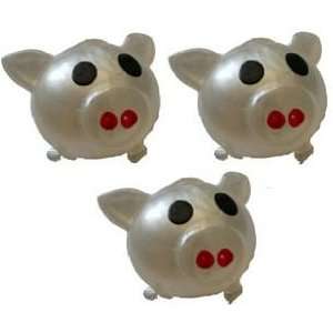  Splat Ball Novelty Squishy Toy Silver Pig Pack of 3 