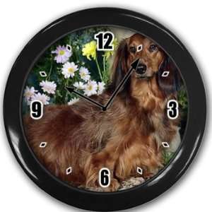  Long haired dachshund Wall Clock Black Great Unique Gift 