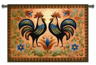 COUNTRY RUSTIC ROOSTER DECOR ART TAPESTRY WALL HANGING  
