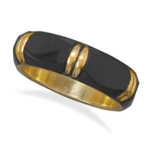 Black and Gold Tone Brass Bangle Bracelet 30mm Wide 